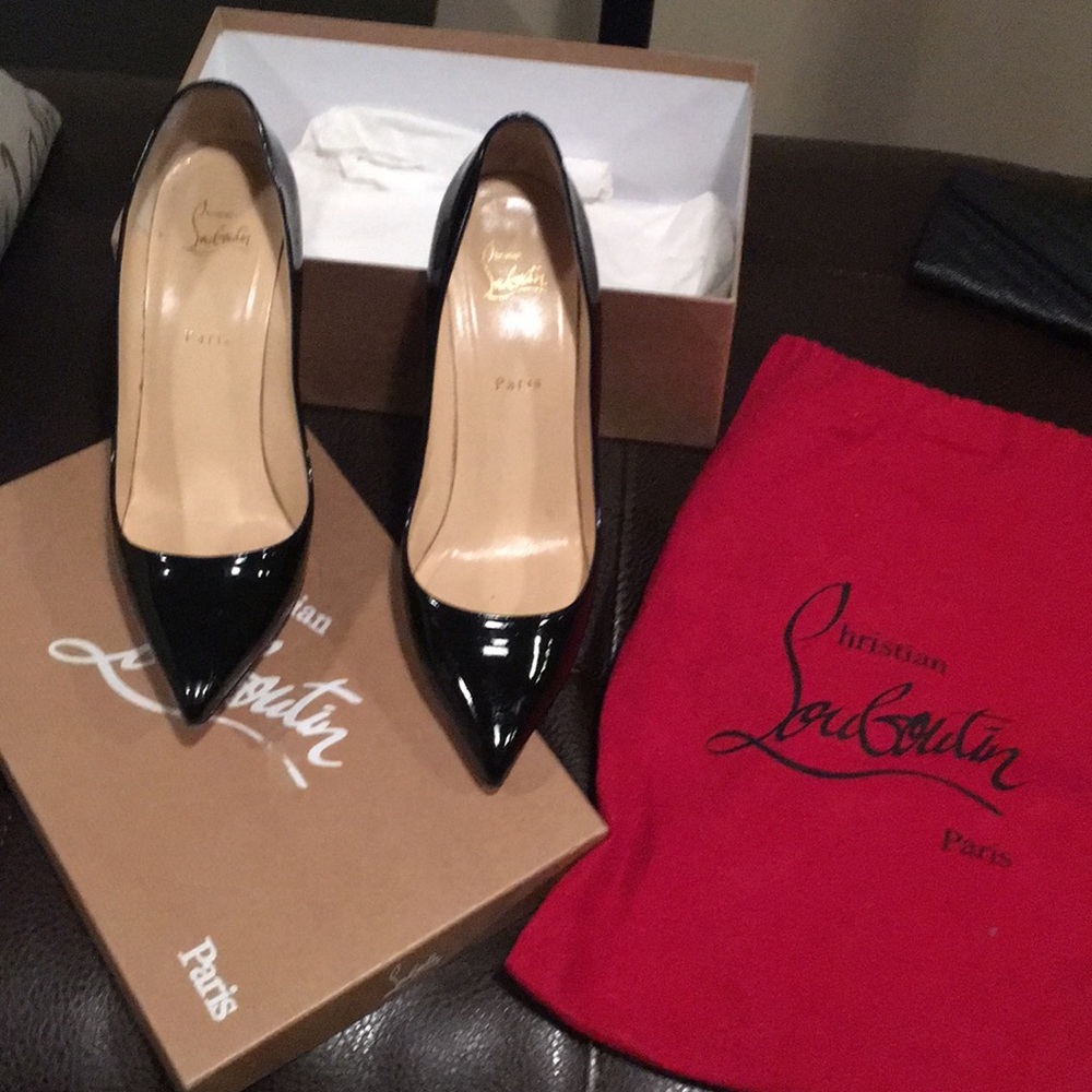 Christian Louboutin Pigalle 100 - Black Patent (Size 41)